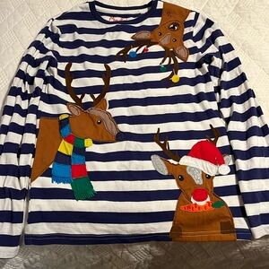 Mini Boden appliqué Christmas reindeer long sleeve size 8-9 Y